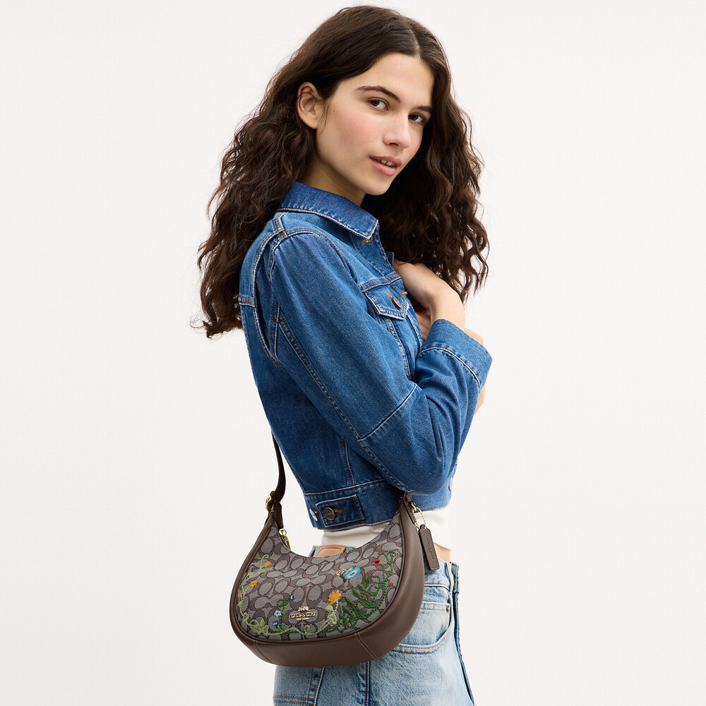 Coach Outlet Emily Shoulder Bag In Signature Jacquard With Floral Embroidery